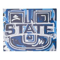 U-State Logo Painted Justin Patten Canvas Art 16x20